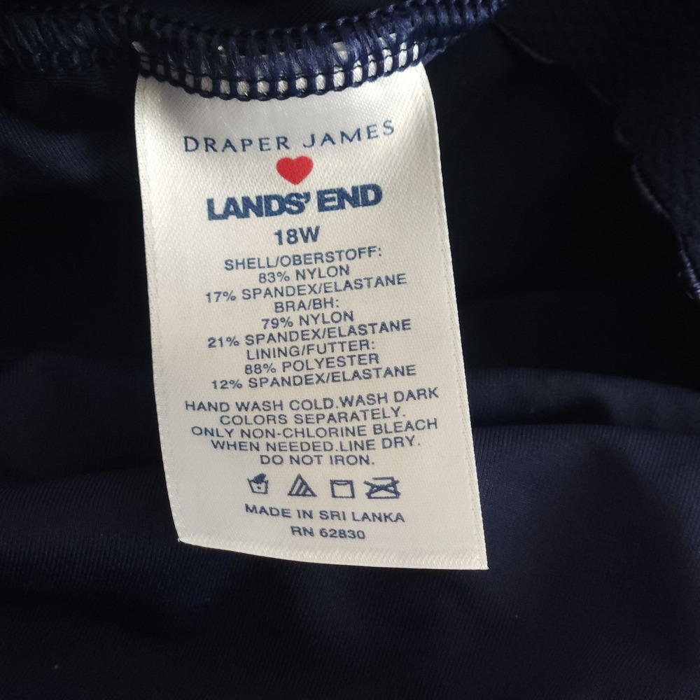 DRAPER JAMES x LANDS END Navy Blue Halter One Piece Swimsuit 18W NWT $115 - Picture 3 of 4